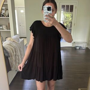Alya Black Pleated Mini Sundress